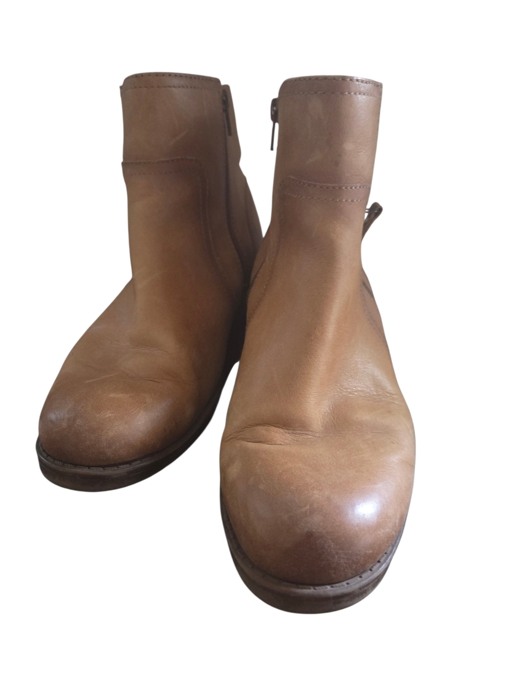 Comfortiva Brown Leather Ankle Booties with Side Zip 9w